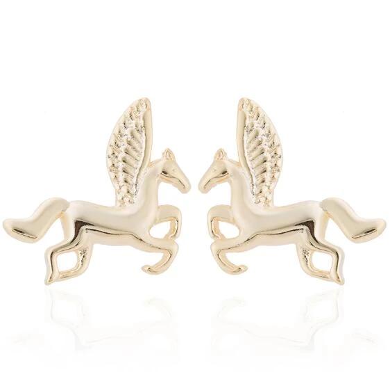 Gold Winged Unicorn Earrings